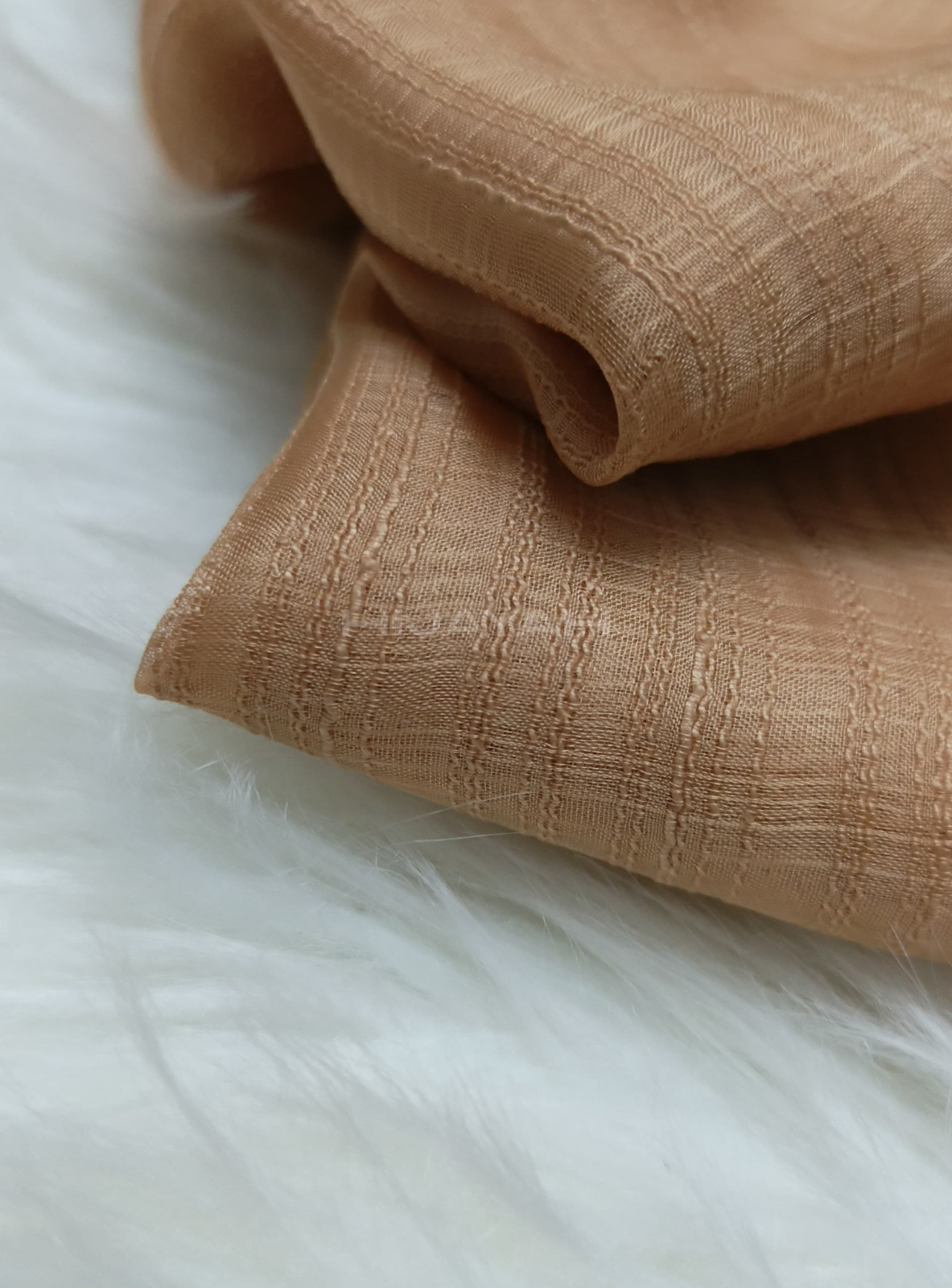 Threaded Textured Lawn Hijab - Light Coffee