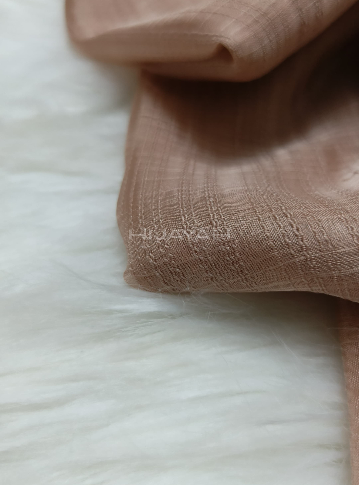Threaded Textured Lawn Hijab - Beige