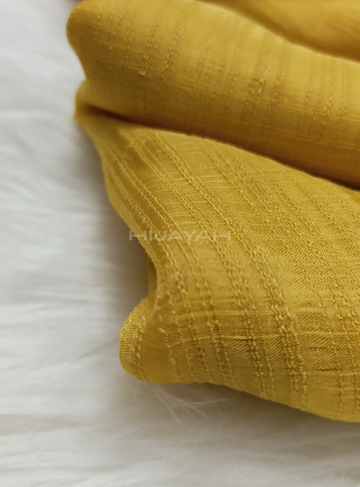 Threaded Textured Lawn Hijab - Mustard