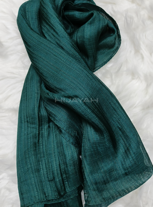 Threaded Textured Lawn Hijab - Emerald Green