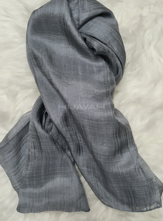 Threaded Textured Lawn Hijab - Frosted Silver