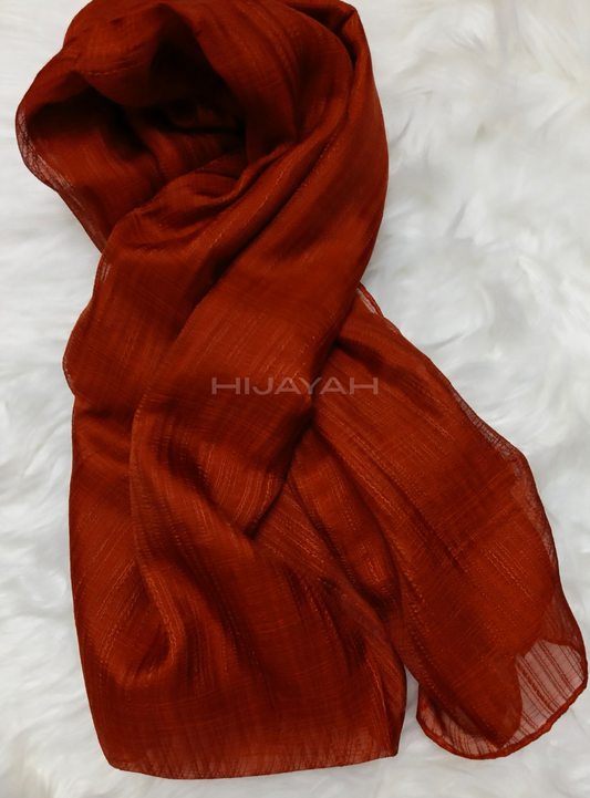 Threaded Textured Lawn Hijab - Copper Rust