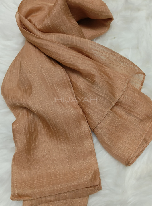 Threaded Textured Lawn Hijab - Light Coffee