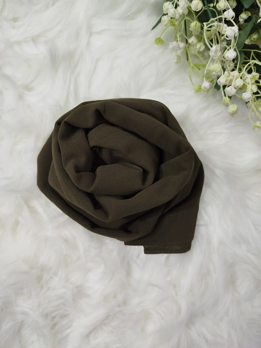 Georgette Hijab - Army Green