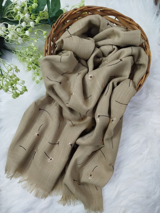 Printed lawn Hijab - Beige