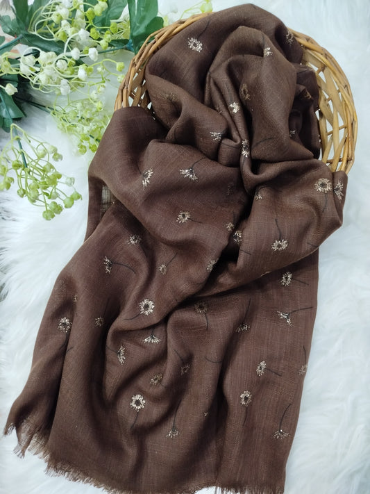 Printed lawn Hijab - Dark Brown